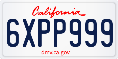 CA license plate 6XPP999
