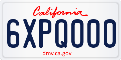 CA license plate 6XPQ000