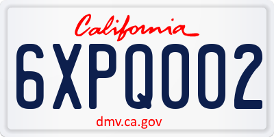 CA license plate 6XPQ002