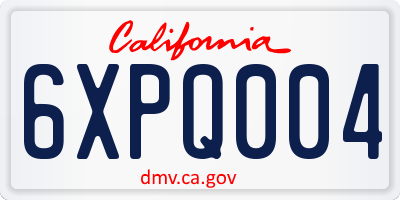 CA license plate 6XPQ004