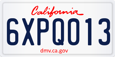 CA license plate 6XPQ013