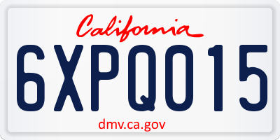 CA license plate 6XPQ015