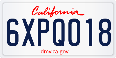 CA license plate 6XPQ018