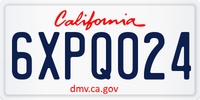 CA license plate 6XPQ024