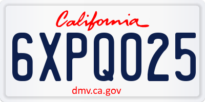 CA license plate 6XPQ025
