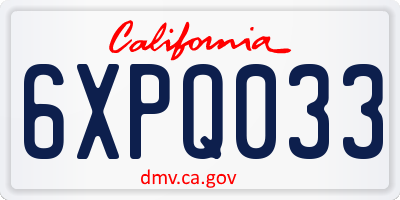 CA license plate 6XPQ033