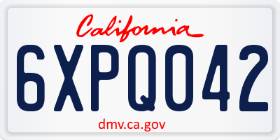 CA license plate 6XPQ042