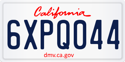 CA license plate 6XPQ044