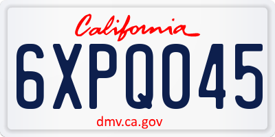 CA license plate 6XPQ045