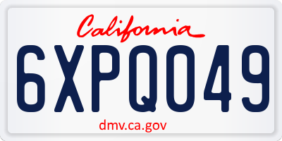 CA license plate 6XPQ049