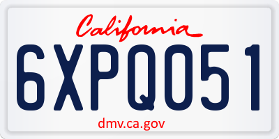 CA license plate 6XPQ051