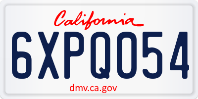 CA license plate 6XPQ054