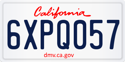 CA license plate 6XPQ057