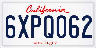 CA license plate 6XPQ062