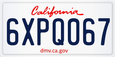 CA license plate 6XPQ067