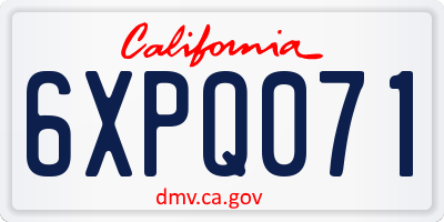 CA license plate 6XPQ071