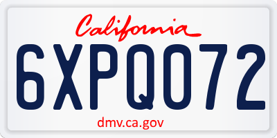 CA license plate 6XPQ072
