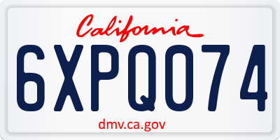 CA license plate 6XPQ074