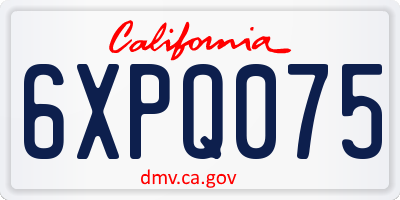 CA license plate 6XPQ075