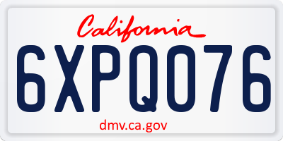 CA license plate 6XPQ076