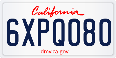CA license plate 6XPQ080