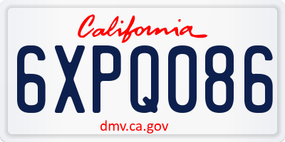 CA license plate 6XPQ086