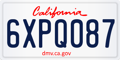 CA license plate 6XPQ087