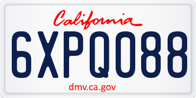 CA license plate 6XPQ088