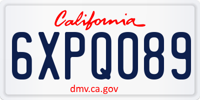 CA license plate 6XPQ089