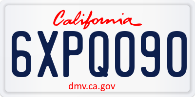 CA license plate 6XPQ090