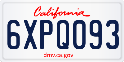 CA license plate 6XPQ093