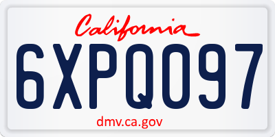 CA license plate 6XPQ097
