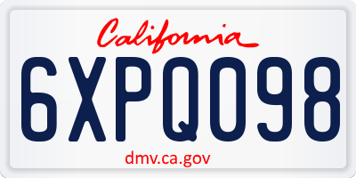 CA license plate 6XPQ098