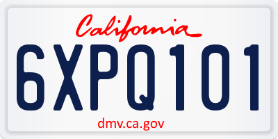 CA license plate 6XPQ101