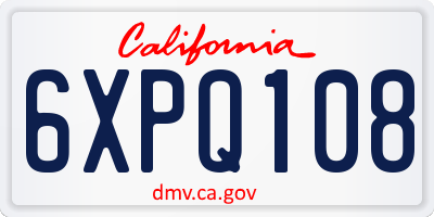 CA license plate 6XPQ108