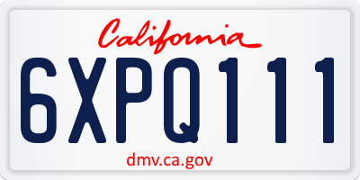 CA license plate 6XPQ111