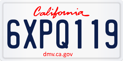CA license plate 6XPQ119