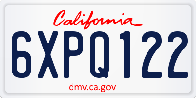 CA license plate 6XPQ122