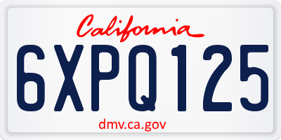 CA license plate 6XPQ125