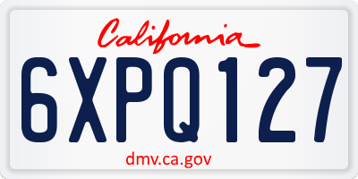 CA license plate 6XPQ127
