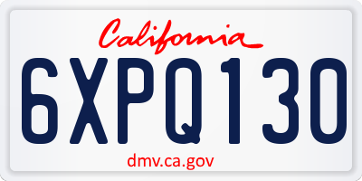 CA license plate 6XPQ130