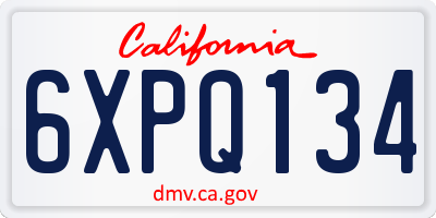 CA license plate 6XPQ134