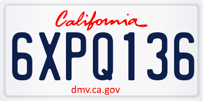 CA license plate 6XPQ136