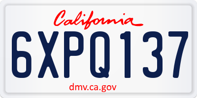 CA license plate 6XPQ137
