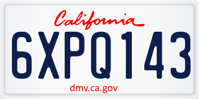 CA license plate 6XPQ143