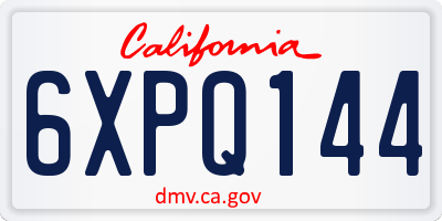 CA license plate 6XPQ144