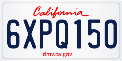 CA license plate 6XPQ150