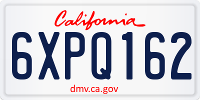CA license plate 6XPQ162