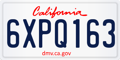 CA license plate 6XPQ163