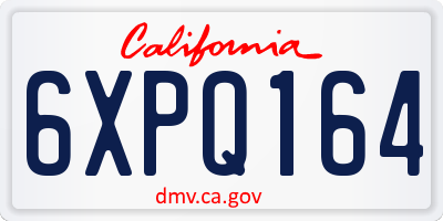 CA license plate 6XPQ164